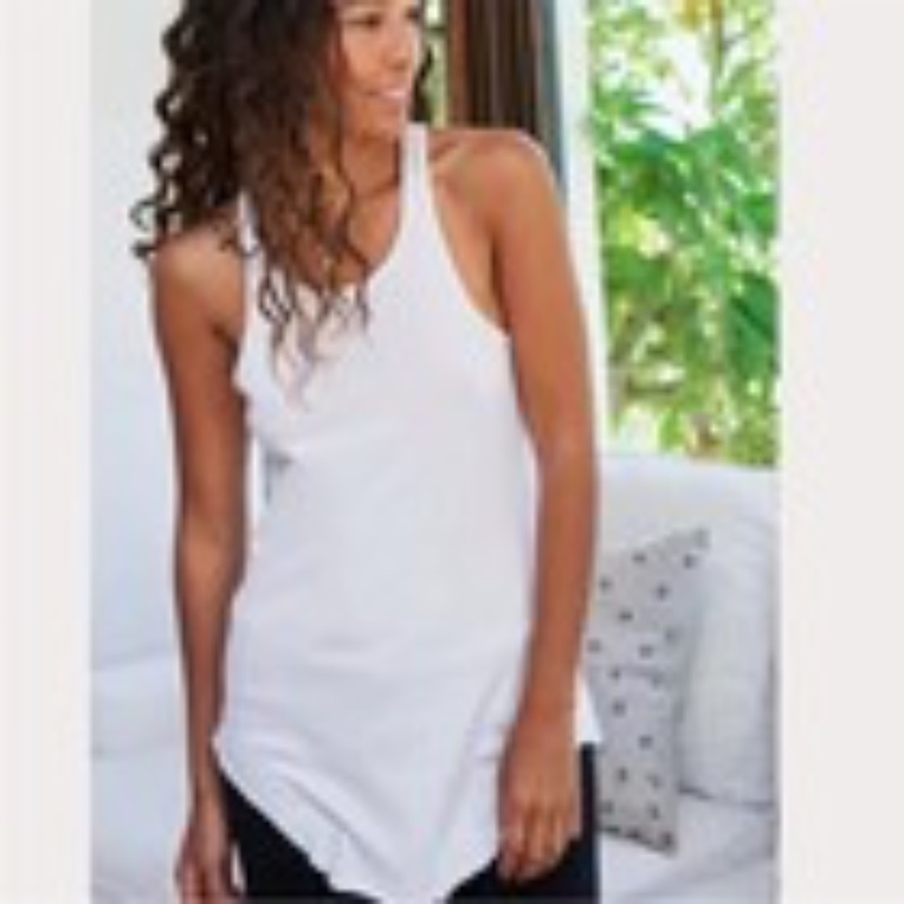 Frank & Eileen Tee Lab Long Burgundy and Charcoal Striped Tank Top